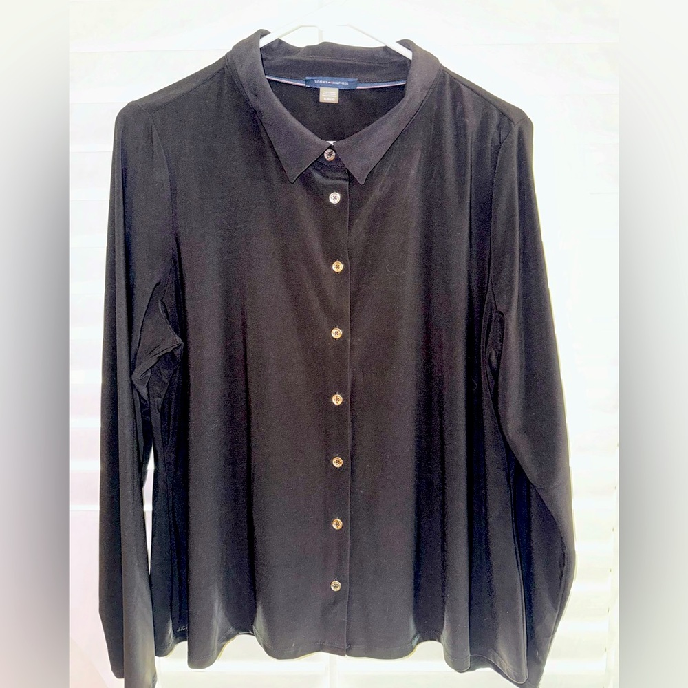 Tommy Hilfiger black long sleeve top, XL